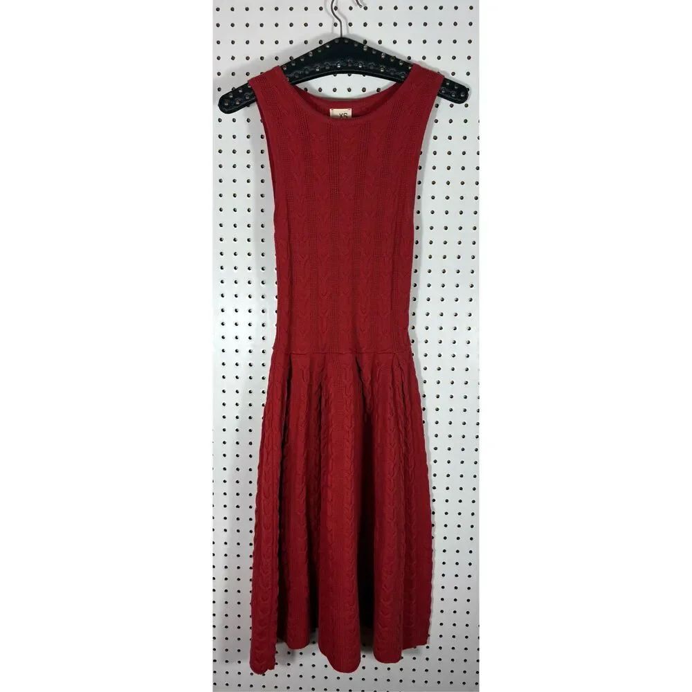 Anthropologie Far Away From Close Orange Cable Knit Wool Sweater Dress Size XS